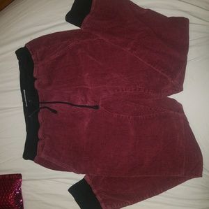 Burgundy corduroy joggers with black trimming